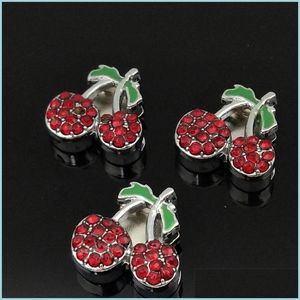 Charms 10Pcs 10Mm Red Rhinestone Cherry Slide Charms Beads Fit 8Mm Diy Phone Strips Tags Pet Collar Belts Bracelets 1106 Q2 Drop Deli Dhzua