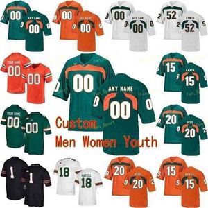 Sj t NCAA College Jerseys Miami Hurricanes 5 N'Kosi Perry 52 Ray Lewis 55 Shaquille Quarterman 6 Mark Pope Custom Football Stitched