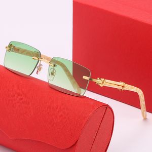 occhiali carti occhiali da sole di lusso Oro argento Moda Parasole Composito Metallo resina Montatura rettangolare ottica senza montatura Occhiali da sole uomo classico in corno di bufalo