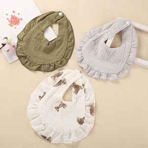 Accessori per capelli Bavaglini multiuso Soft Born Feeding Saliva Towel Cute Print Sciarpa Sweet Ruffles Panni Burp per neonati