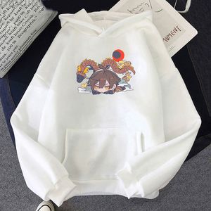 Genshin Impact Hoodie Zhongli Cartoon Print Pink Tops Аниме Kawaii зима/осень негабаритные толстовки.