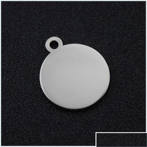 Charmos 16mm de aço inoxidável Stam Circle Tag Charm para joias em branco de metal em branco redondo tags de cachorro personalizado 200pcs 316 T2 Drop D DHFYH