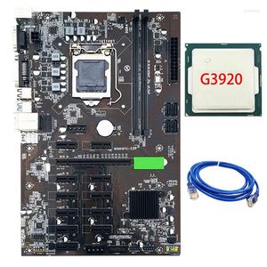 Moderbrädor B250C BTC Mining Motherboard med RJ45 Network Cable G3920 CPU 12xGraphics Card Slot LGA 1151 för gruvarbetare