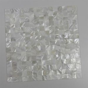 Schale Wandfliesen großhandel-20x20mm weiße Farbe Mutter von Perlenschalenmosaik nahtloser Fliesengitter Badezimmer Wandfliesen MS123290Q