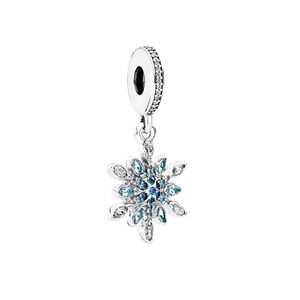 Sparkling Snowflake Pendant Sterling Silver Charm with Original Box Set For Pandora Snake Chain Bracelet Necklace Bangle Jewelry DIY Making Charms