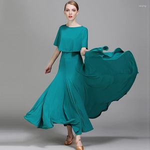 Stage Wear Fashion Women Ballroom Dress Waltz Standard Costume da ballo moderno Tango Rumba Salsa Abiti da sera verdi DC1197