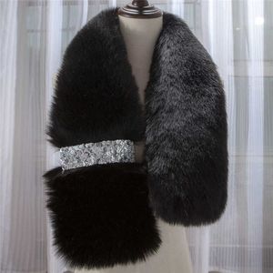 Scarves Women Faux Fox Fur Collar Shl ry For Winter Coat Hood Decor Fake Scarf Parkas Y2209