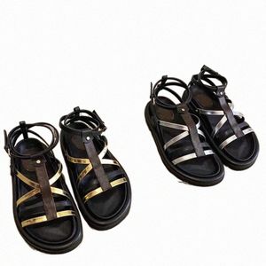 2021 Dames zomer luxe platte wig sandaal met riem dames comfort gladiator lage hiel casual schoenen peep teen voor brede fit i65p