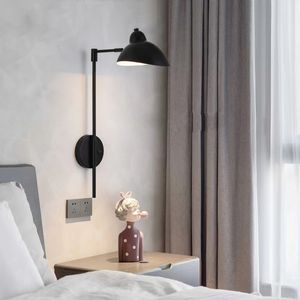 Lampade da parete vintage industriali E27 Luce regolabile nera per camera da letto a soppalco Comodino Soggiorno Luci da parete nordiche