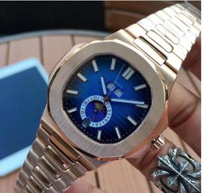 Relógio masculino automático pulseira de prata azul aço inoxidável relógio de pulso mecânico relógios super luminosos para homens multicoloridos