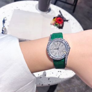 luxury Designer ladies watch 32mm size diamond bezel 316 fine steel quartz movement cowhide strap