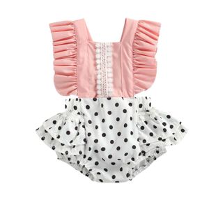 Pagliaccetti Moda Neonato Vestiti per bambina Ruffle Polka Dot Stampa Pagliaccetto Estate Senza maniche Tuta Abiti Prendisole 024 Mesi J220922