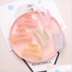 Hair Clips Barrettes Fashion Accessories Jelly Color Hair Claw Jaw Clips Transparent Hairs Clamps Holder Plastic Headd Dhseller2010 Dhunq