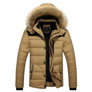 Herrarna ner parkas män jackor män vinter jackor rockar svart varm jacka utomhus huva päls män tjock faux päls inner parkor plus storlek l4xl z240606