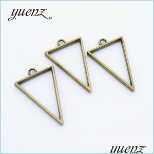 Charms 100Pcs Alloy Triangle Charms Hollow Glue Blank Tray Bezel Setting Antique Sier Pendant For Jewelry Making Findings 39X25Mm 182 Dh8Um