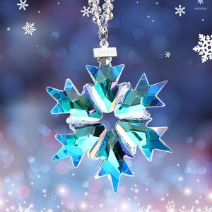 Interiördekorationer julklappar transparent kristall snöflingor bilhänge dekoration ornament sol catcher snöflinga hängande trim