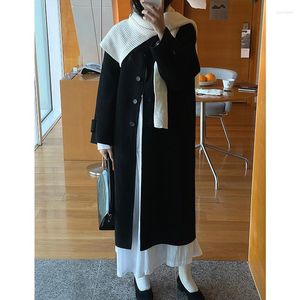 Women's Wool Women's & Blends Autumn And Winter Literary Temperament Small Man Double-sided Ni Coat British Loose Korean Over Knee