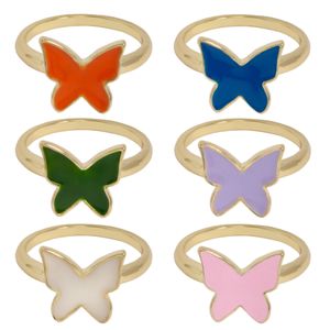 Nowy kolorowy akrylowy wąż świnia świni Butterfly Pierścienie Zestaw Śliczne estetyczne układy w stosunku do przyjaźni palec biżuteria Prezenty dla kobiet nastolatków dziewczyny dziewczynaswholesale