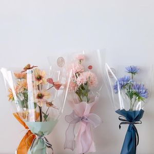Kwiaty dekoracyjne 30pcs owijanie papierowej torby do bukietu przez przezroczyste prezenty poli Poly Materiał Wedding Party Florist Supplies