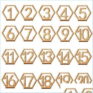 Party Decoration 1-40 Hexagon Wooden Table Numbers With Holder Base Wood Sign Seat Number For Wedding Banquet Seating Assignmentparty Dhbnu