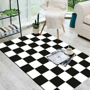 Dywany europejski geometryczny czarno-biały dywan dywan do składania do sypialni salon kuchnia łazienki Tapete antypoślizgowy dom duży