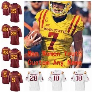 Sj Custom ISU Iowa State Cyclones College Football Jerseys 25 Sheldon Croney Jr.28 Breece Hall 3 JaQuan Bailey Kene Nwangwu Men Women Stitched