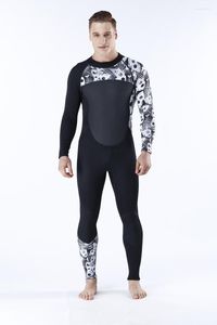 Kvinnors badkläder Kvinnors män 3mm Neopren One Piece Wetsuit Långärmar Tryck Termisk simning slitage TRIATHLON SURFING