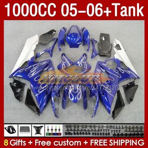 OEM Fairings & Tank For SUZUKI GSX-R1000 GSXR1000 GSXR 1000 CC K5 05 06 Bodys 157No.36 1000CC GSXR-1000 2005 2006 GSX R1000 2005-2006 Injection Mold Fairing silvery flames