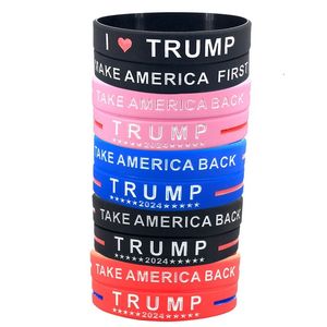 Bracelets Trump Keep America Great for President 2024 Silicone Inspirational Motivational Girl Boy Unisex Wristband American Donald Vote Star Striped Bangles