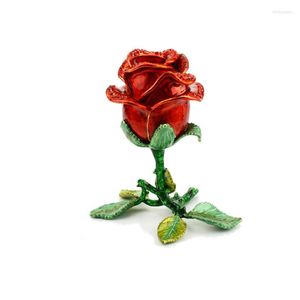 Smyckespåsar Fashion Classic Romantic Rose Flower Packaging Presentlåda Högkvalitativ design Aluminiumlegering Bröllop Alla hjärtans dag