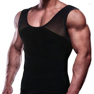 Herrkroppsskalar män mens bantning shaper väst bröstkomprimering skjorta abs buk slim tank top undertröja tätt midja tränare