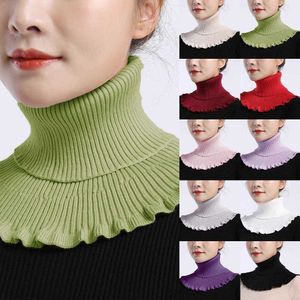 Scarves Women Turtleneck Ribbed Knit False Collar Winter Color Dickey Ruffles Dethable Windproof Wrap Scarf S7B2 Y2209