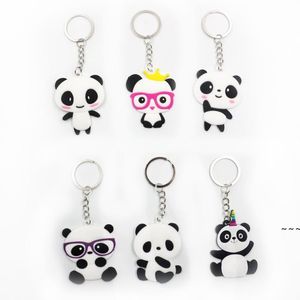 6 Styles Panda Keychains PVC Silicone Cartoon KeyChain Pendant Creative Gift Key Chain Keyring BBB15684