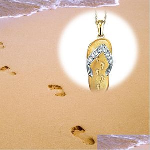 Charms Fußabdruck Originalität Halskette Anhänger Slipper Charms Frauen Männer Strass Anhänger Vergoldet Sier Plating Schmuck Accessori Dhyxt