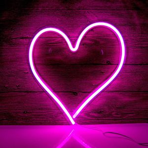 Led Neon Light Sign Heart Shape Wall Hanging Art For Bar Bedroom Living Room Party Home Decor Night Usb Powered