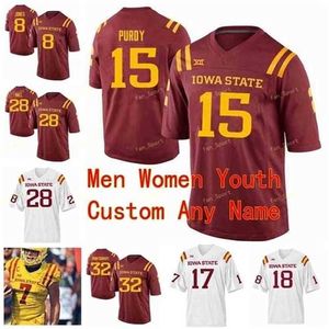 Sj Custom ISU Iowa State Cyclones College Football Jerseys 32 David Montgomery 34 O'Rien Vance 4 Zeb Noland 48 Kamilo Tongamoa Women Stitched