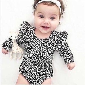 Rompers 024m nowonarodzona dziewczynka z długim rękawem lampart losowy Romper Jescuit One Piece Outfits Baby Cotton Clothing Suit 2020 J220922