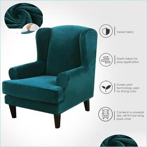 Chair Covers Wing Back Chair Er Veet Spandex Stretch Slipers For Office Chairs Stylish 2 Piece Set With Elastic Band Drop Delive Soif Dhcoq