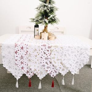 Dekoracje świąteczne 1PCS Table Runner Tree Star Runners White Flag Party Ornaments