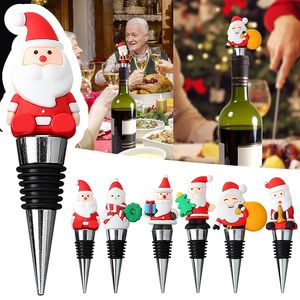 Cartoon Santa Wine Stoppers Bar Tools Christmas Party Decorations Metal Champagne Wine Corks Bottle Opener