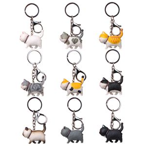 Cat Pendant Key Rings Cute Cartoon Kitten Cat Keyrings Chain Jewelry Car Bag Hanging Keychains Holder Creative Fashion Carabiner Animal Charm Trinkets Accessories