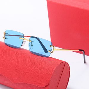 men sunglasses carti glasses fashion decorate unisex framesless eye protection transparent Square Plate Rimless with case designer sunglasses