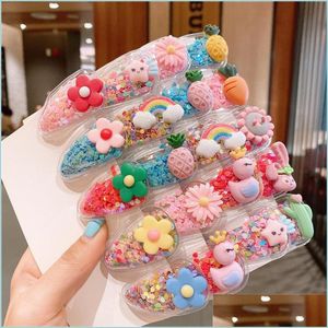 Hair Clips Barrettes Colour Clips Quicksand Hairpin Bb Transparent Fruits Resin Lovely Flowers Cute Hair Side Clip Cactus Rabbit Chl Dhost