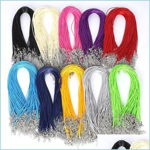 Cord Wire 5Pcs Lot 1.5Mm 2Mm Waxed Cotton Adjustable Braided Rope Necklaces Pendant Charms Jewelry Findings Lobster Clasp String C Dho47