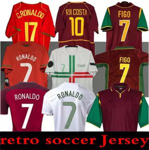 Soccer Jersey Retro Rui Costa Figo Ronaldo Nani Football Shirts Camisetas de Futbol Portugal Uniforms Home Away White Red Long Sleeves