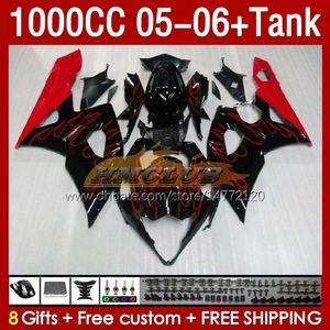 OEM FAIRINGS TANK FￖR SUZUKI RED FLAMES STOCK GSXR1000 GSXR 1000 CC K5 GSX-R1000 2005-2006 BODY 157NO.5 1000CC GSXR-1000 05 06 GSX R1000 2005 2006 Injektion M￶gelm￤ssa