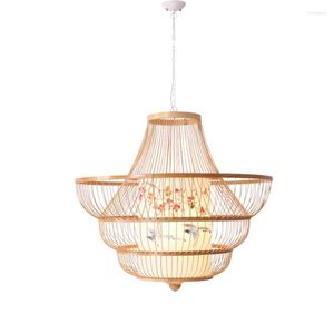 Pendelleuchten aus japanischem Holz, LED-Bemalung, Kunst, Schlafzimmer, Wohnzimmer, Lobby-Beleuchtung, dekorative Hängelampen