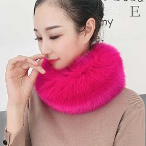 Scarves 53CM Length Furry Winter Warm Women Fashion Faux Fox Fur Collar Scarf Shl Stole Neck Wrap Circles Y2209