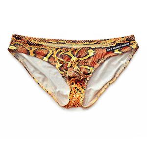 Costumi da bagno da uomo Slip in pelle di serpente Sexy Gay Men Swimming Underwear Tanga Mini Bikini Shorts Costume da bagno Uomo Desmiit Pouch Mutandine J220913