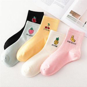 Sports Socks 2022 Harajuku Fruit Apple Banana Strawberry Pineapple Kawaii Warm Cute Women Cotton Funny Art Hiking Running Woman